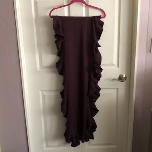 Katie Todd Burgundy long ruffle scarf